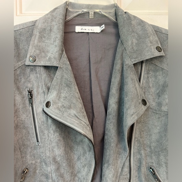 Ark NC Ultra Swede Jacket, NWOT, Grey, Motorcycle Style Zip Front & Sleeve, Sz S - Picture 12 of 16